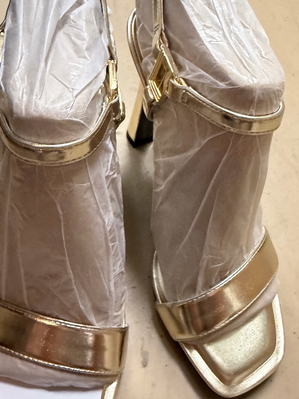 Karl Lagerfeld Metallic Gold Strappy High Heel Sandals size 9M
